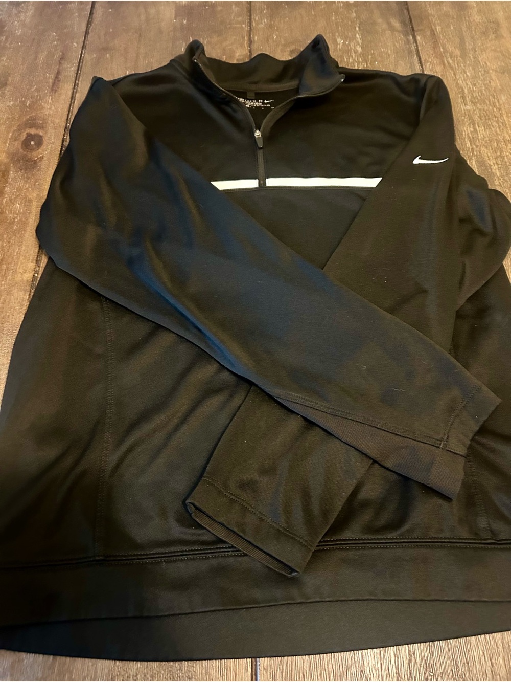 Nike Black Quarter-Zip Pullover with White Stripe